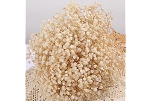 OUKEYI Bukiet oddechu, bukiet oddechu dla niemowląt, bukiet suszonych kwiatów, 43,7 cm 2000+ białe kwiaty w kolorze kości słoniowej, naturalne gałęzie gipsophila na ślub, dekoracja wazonu stołowego, wieniec