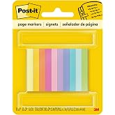 Post-it Sayfa İşaretleyicileri, &Ccedil;eşitli Parlak Renkler, 1/2" x 2", 50 İşaretleyici/Ped, 10 Ped/Paket (670-10AB)
