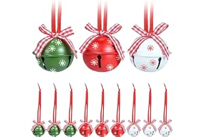 Hängande dekoration för jul 4 cm, 12 stycken julgranshängare klockklämmor dekorativa plåtklockor som hängande metall jingle k