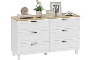 HOMCOM Cassettiera Camera da Letto 6 Cassetti, Como Camera da Letto con 5 Gambe in Legno di Pino, Maniglia, Piedini Regolabili, Cassettiera Salvaspazio per Soggiorno e Corridoio, 120x38x71 cm, Bianco