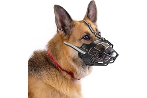 INQUIRLLY Maulkorb für Große Hunde, Korbmaulkorb für Hunde,Atmungsaktiver Rundum-Abdeckung des Und Verstellbare Träger für Maulkörbe von mittleren und großen Hunden Verhinderung von Bellen, Beißen und Kauen (L)