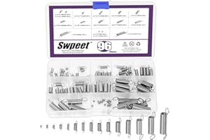 Swpeet 96Pcs 15 Different Sizes Stainless Steel Extension Spring with a Dual Hook Assortment Kit, Mechanical Extension Springs Small Spring for Home Repairs
