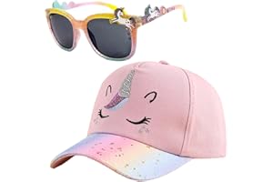 Marypaty Einhorn Basecap Mädchen, Baseballmütze mit Sonnenbrille, Snapback Cap, Sonnenhut, Baseball Cap Kinder für Sport
