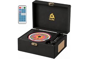 Retro CD-spelare med högtalare Bluetooth och batteri | Med 2000 mAh kapacitet och snabbladdning via USB-C i elegant konstläde