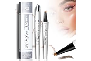 MEGIAEXIST Augenbrauenstift Härchenzeichnung, 3D Augenbrauenstift Wasserfest Microblading Augenbrauenstift Magischer Augenbrauenstift mit 4 Gabelspitze und Natürliche Formgebung der Augenbrauen (Hellbraun)