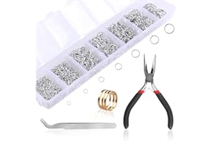 Jump Rings Jewellery Making Kits - funvce 1170pcs Open Jump Rings Jewellery Findings Round Rings with Openner,Plier,Tweezer Tools (4mm, 5mm, 6mm, 7mm, 8mm, 10mm)