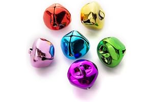 TAIYOU 80 Piezas Cascabeles Manualidades 20 mm Pequeñas Cascabeles Colores 5 Colores Cascabeles Metal Campanas para Decoración Navideña Celebración Días Festivos Manualidades Bricolaje