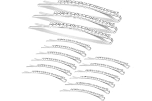 Hanyousheng Horquillas para el Pelo, 15PCS Rhinestone Bobby Horquilla, Clips de Pelo Mujeres, Clips de Pelo para Niñas Damas Mujeres Fiesta de Novia Diaria(Plata)