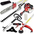 43cc Garden Multi Tool 4 in 1 Petrol 2-Stroke Grass Line Trimmer 250mm Brushcutter 400mm Hedge Trimmer 300mm Pruner Fox Commander - 2 Years Warranty