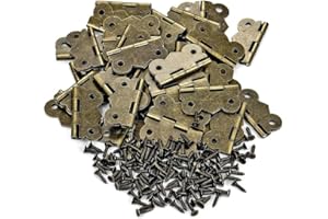 HEUSKAY 50 bisagras de caja de 20 x 17 mm, bisagras pequeñas, bisagras de bronce antiguo, bisagra de mariposa para accesorios de caja, habitaciones de muñecas