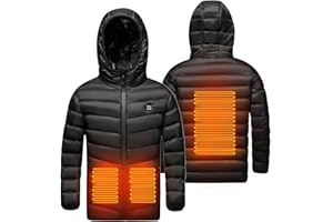 KHIRVWL Manteau Chauffant Enfant Hoodies, Doudoune Chauffante Enfants USB, Veste Chauffant Electrique Garçons Filles Avec 3 Zones De Chauffage, Blouson Manches Longues,Coupe-Vent, Imperméable,Sécurité