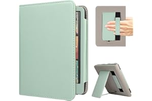 RSAquar Custodia per Kindle Colorsoft Signature Edition e All-New Kindle Paperwhite (Uscita 2024), Custodia protettiva completa con funzione Sleep/Wake automatica e supporto pieghevole - Agave Verde