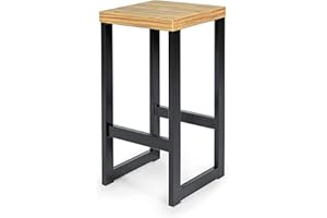 Magnetic Mobel Sgabelli Alti Bar Vintage Cucina Moderni in Ferro Industriali Design Impilabili Sgabello Alto da Bar Nero (Quercia, 47 cm)