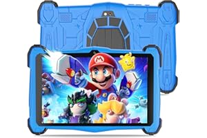 Semeakoko Kids 7 Inch Tablet-Android 14 Tablet for Ages(3-12),Octa-Core,10G RAM+64GB ROM,WiFi6,Bluetooth 5.0,Parental Controls,Compatible with Google Play,Gift for Kids,Shockproof Case (Blue)