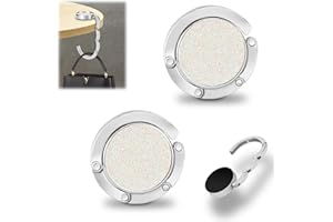 Auauraintt 2X Tisch Handtaschenhalter Haken, Faltbare Antirutsch Taschenhaken Halterung,bis 5 Kg, für Handtaschen In Der Schreibtisch, Restaurant,Aufhänger (weißer Blitz)