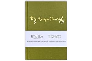 BYANIKA Recipe Book For Own Recipes | Create Your Own Cookbook Journal | Hardback Notebook | Blank Diary To Write In | Cooking Organiser Family Cook Books | Foodie Baking Kitchen Gifts (Olive Green)