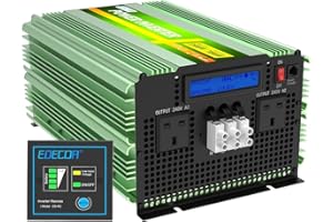 EDECOA 3500w Off Grid Inverter 12v to 240v Pure Sine Wave 7000w Peak Solar Vehicle High Power Voltage Converter DC to AC with New UK Outlet