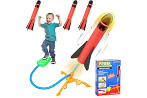 SUPRBIRD Razzo Spaziale Giocattolo, Lanciarazzi Bambini con 3 Razzi di Schiuma, Giochi da Giardino per Bambini, Regalo per Ragazzi 3-12 Anni