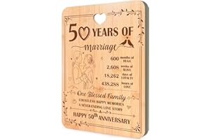 Luvart 50th Anniversary Wedding Gifts - Golden Wedding Anniversary Chopping Board Gifts, Romantic 50 Years of Marriage Bamboo Cutting Board Presents for Couples Parents Grandparents Wife Husband