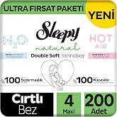 Sleepy Natural Double Soft Ultra Fırsat Paketi Bebek Bezi 4 Numara Maxi 200 Adet