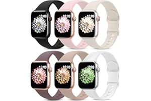 AMSKY 6 Pièces Bracelet en Silicone Compatible avec Bracelet Apple Watch 40mm 44mm 42mm 46mm 41mm 45mm 38mm 49mm Femme Homme, Sport Compatible avec Apple Watch Serie 11 10 9 8 7 6 5 4, SE 3 2 1