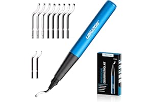 Libraton Deburring Tool, Aluminum Alloy Deburrer with 11 High-Speed Steel Blades, Professional Burr Remover Kit, 360 Degree Rotary Head, for Metal, Resin, Copper, Plastic, 3D Printing, Wood
