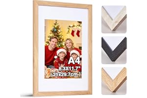 HOUSE DAY Ramki na zdjęcia A4, 1 x ramka na zdjęcia do montażu ściennego, ramka na zdjęcia ślubne z bezpiecznym przodem pleksi, drewniana ramka A4 na zdjęcia rodzinne, certyfikat lub plakat, 29,7 x 21
