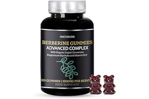 Fraction One Berberine Gummies – 120 Gummies – 1500 mg per Serving, Ceylon Cinnamon 1000mg and Vitamin B12, Magnesium Glycinate 400mg – Supports Immunity, Improve Metabolism – Vegan – 60 Days Supp