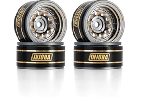 INJORA 1.0 Llantas Beadlock Latón Revestimiento Negro Llantas para 1/24 1/18 RC Crawler Car Axial SCX24 AX24 TRX4M FCX24,Gris