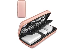 ACOCOBUY Organisateur Accessoires Électroniques, 2 Couches Pochette Électronique Portable Organisateur Protection Antichoc Sac Rangement Étui Disque Dur Externe Étui Transport Sac Power Bank, Or Rose