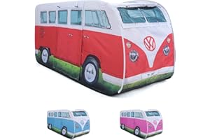 BOARD MASTERS VW Collection - Volkswagen Hippie Bus T1 Camper Van Tenda Pop Up per Bambini (Rosso & Bianco)