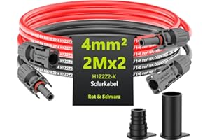 MXRPV Tool-Free Solarkabel 4mm²/6mm²,Solarkabel Verlängerung 1/2/3/5/10M,PV Kabel(4mm2, 2m)