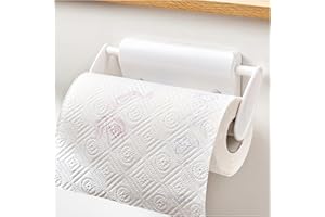 YoHyien Porta Scottex da Parete, Portarotoli da Cucina Adesivo, Porta Rotolo da Appendere, Design con Larghezza Regolabile, Portascottex per Organizzazione e Conservazione in Casa (Bianco)