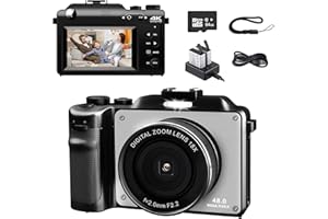 UCMDA 4K Appareil Photo Numérique avec Dual-Lens - 64G Carte 48MP 18x Zoom Appareil Photo Numérique WiFi, Compact Caméra Numérique Autofocus avec Lentille Grand Angle et Macro, Caméra Vidéo Selfie