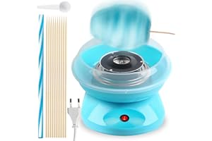 SPORGO Zuckerwattemaschine Retro Cotton Candy Machine: Zuckerwatte Maschine mit Stäbchen und Messlöffel, Zuckerwatte Zucker Set Höhe 27 cm für Zuhause Kindergeburtstag Party Blau
