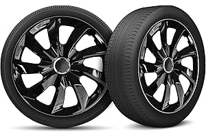 MOTO-MOLTICO Moltico Tapacubos 15 Pulgadas - Set de 4 Universale de Tapacubos 14 Pulgadas a Tapacubos 16 Pulgadas - Tapacubos para Todas Ruedas de Acero - Anillo de Seguridad Ajustable - Negro