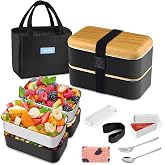 HOLIPOT Lunch Box, Bento Lunch Box Japanese Style with Thermal Food Bag, Spoon and Fork for Adults Children