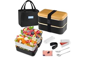 HOLIPOT Lunch Box, Porta Pranzo Ermetico con Posate e Borsa Termica Porta Pranzo per Ufficio, Pranzi A Lavoro, Scuola - Bento Box Adatto per Microonde e Lavastoviglie, Senza BPA