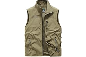 Oralidera Uomo Gilet Leggero Multitasche Smanicato Caccia e Pesca Trekking Gilet Sport Pesca Giubbino da Lavoro Fotografi Giacche Sportivo