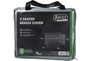 ASCOT GARDEN FURNITURE COVERS Ascot Premium 1.5m(5ft) 3 Seater Bench Cover - 160 X66 X 63/89 (H) cm Modern Grey