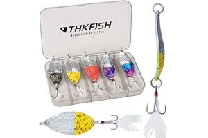 THKFISH Fishing Spoon Lures for Trout, Bass, Pike, Mackerel - 5Pcs
