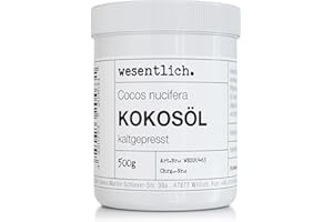 WESENTLICH. Olej kokosowy tłoczony na zimno 500 g – czysta pielęgnacja skóry i włosów – bez dodatków – w puszce zakręcanej od istotne.