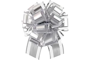yisight 10pcs Lazo Regalo Grande, Lazos para Lazos de Boda, Diámetro de 15 cm, Cinta para Moños de Regalo, para Boda, Bolsas de Azúcar, Manualidades, Coche Decoración (Plata)