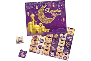 PARSUP Ramadan Advent Calendar with Drawers, 30 Empty Boxes for 30 days, Eid Mubarak Coutdown Calendar Fillable Ramadan Gift, Islamic Art, Cardboard Number Storage Box, Ramadan Party Supplies - Purple