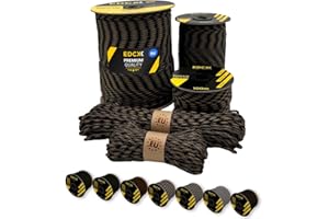 EdcX Paracord 4mm, 20+ Military Colors (15m, 30m, 50m, 100m, 300m) | Ideal for Camping, Survival, Outdoor, Crafting, DIY | 100% Nylon Rope 4mm | Tactical Cord 550 Type III (Coyote Black, 15 m)