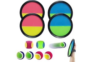 Cragmut 9-Teiliges Set Klettballspiel, Klettball Set mit 4 Klett Ball Paddle und 5 Klettball, Klettballspiel für Kinder, Klettballspiel für Kinder Ab 3, für Party, Garten, Innen und Außen