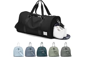 suradar Borsone Palestra Uomo Donna, Borsa Sportiva Uomo con Porta Scarpe e Tasca Umida da Viaggio, Borsone Palestra Impermeabile per il fitness, lo sport, il campeggio, i viaggi Nero