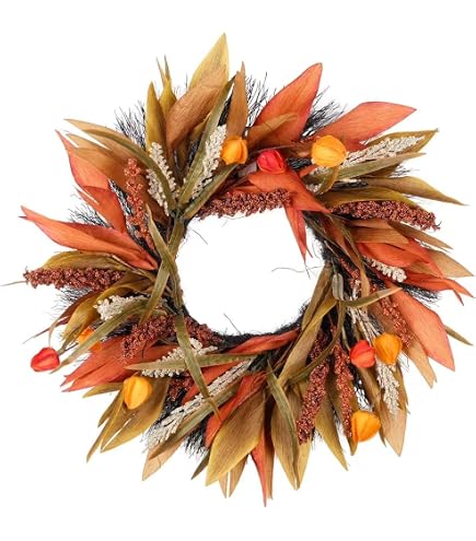 Couronne D'Automne Pour Porte D'Entrée – Déco D'Intérieur Avec Nœud, 35 Cm, Parfaite Pour Thanksgiving Et Halloween