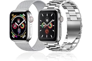 baklon 2 Stuck Armband Kompatibel mit Apple Watch Armband 42mm 44mm 45mm 49mm Prämie Edelstahl Metall Ersatz Armband für iwatch Series SE/SE2/Ultra2/Ultra/9 8 7 6 5 4 3 2 1, Silver r