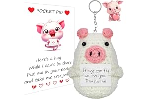 GlauStalos Divertido Cerdo Positivo, Cerdos de la Suerte de Abrazo de Bolsillo Mini Cerdito de Punto Decoración con Tarjeta Positivo, Alentadora Regalos para Familiares y Amigos (Cerdo)